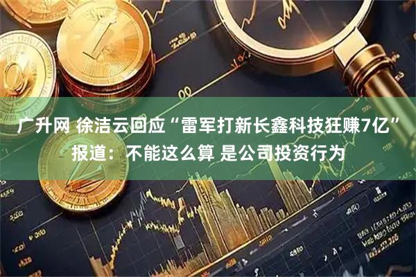广升网 徐洁云回应“雷军打新长鑫科技狂赚7亿”报道：不能这么算 是公司投资行为
